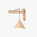 Walnut Wood Adjustable Wall Lamp With Antique Metal Finish