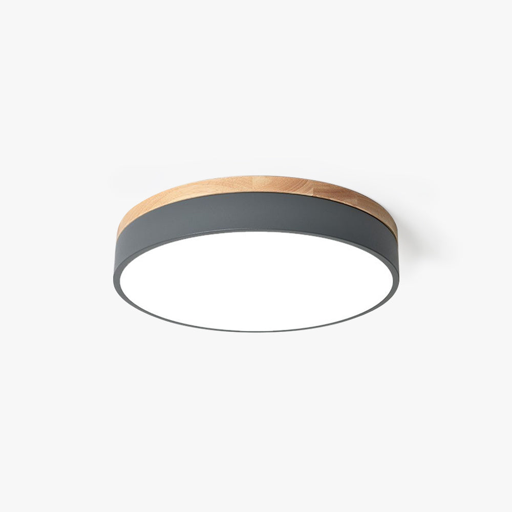 Nordic Round LED Flush Mount Ceiling Light With Wood Finish