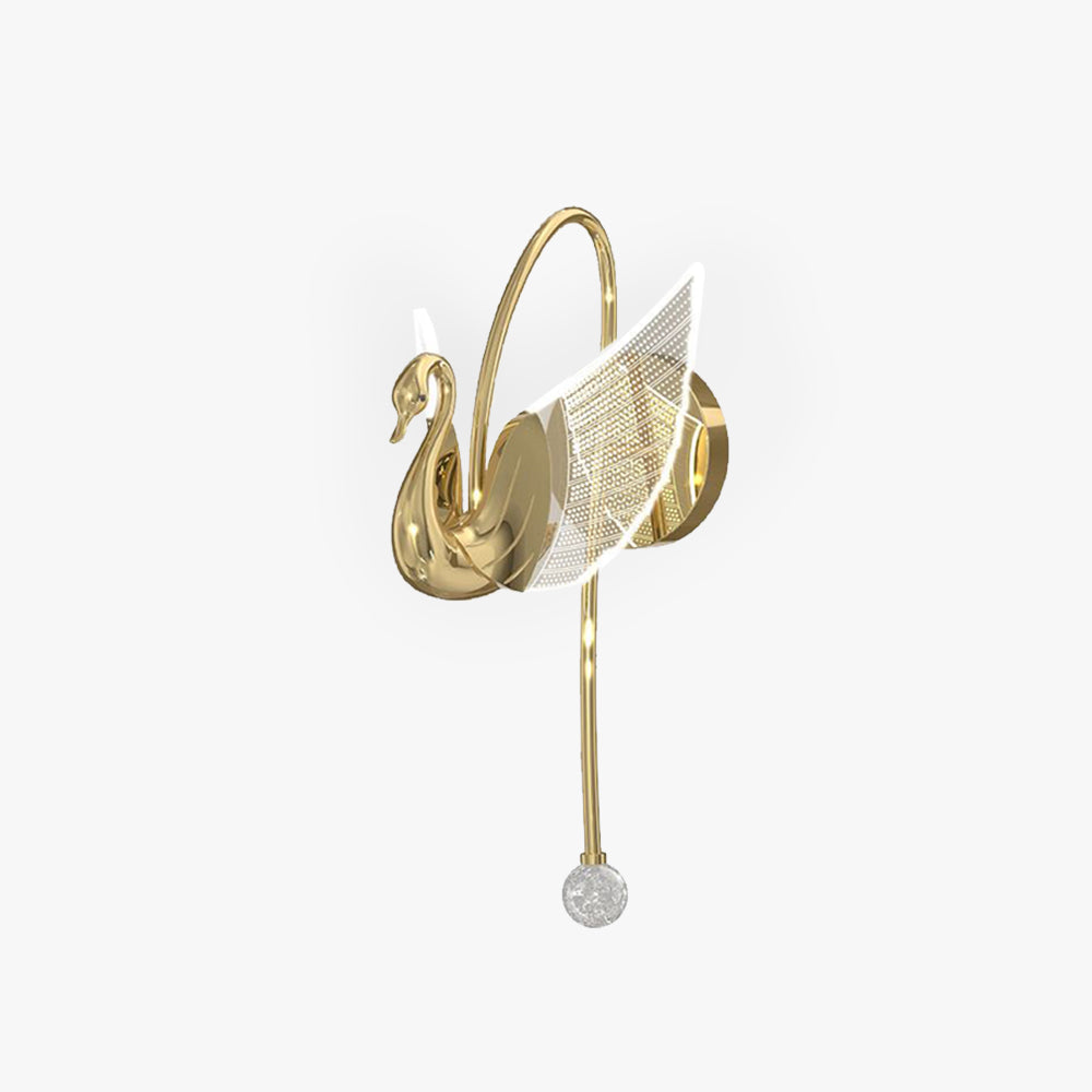 Art Deco Swan Wall Light In Gold And Rose Gold Finish