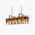 Art Deco Glass Wine Bottle Pendant Light Rust Finish