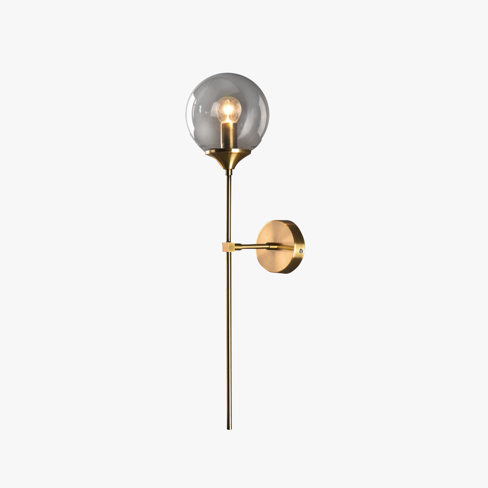 Modern Globe Wall Light In Metal And Glass Grey Amber Clear White