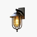 Vintage Lantern Outdoor Wall Light Black Metal