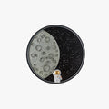 Astronaut Moon Round Wall Lamp In Black Metal Finish