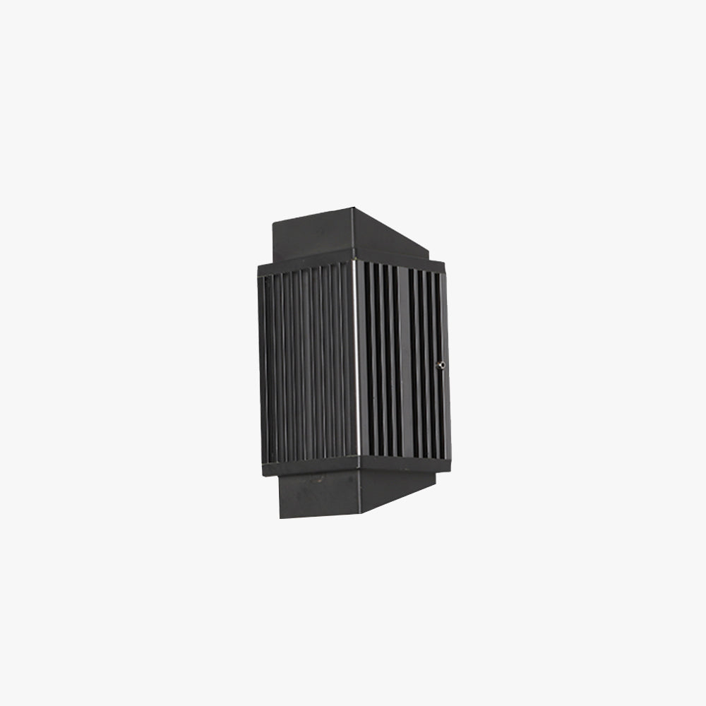 Black Modern Outdoor Wall Light LED Round Rectangular Metal