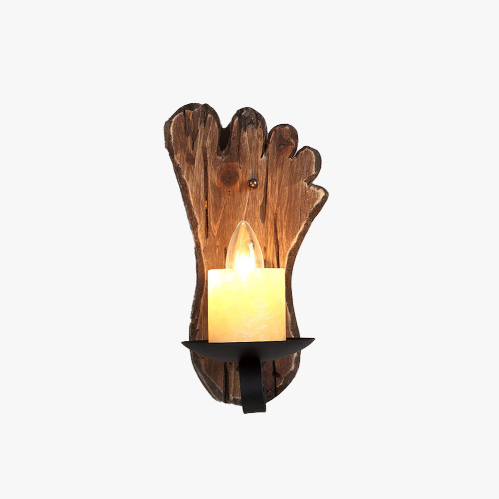 Footed Vintage Wood Metal Wall Lamp for Bedroom