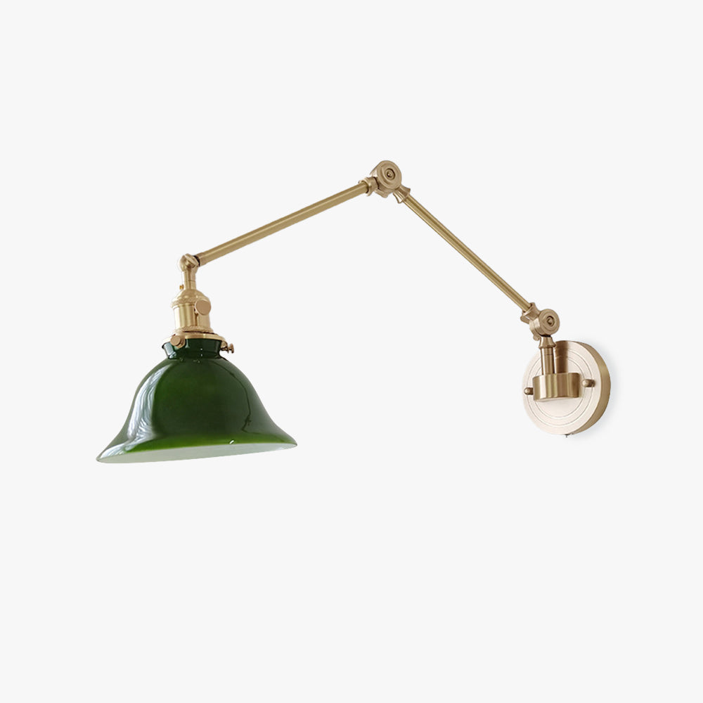 Foldable Wall Lamp With Glass Diffusion And Metal Frame Green Or White
