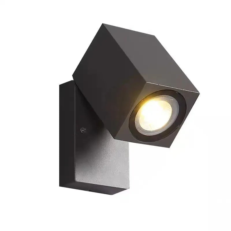 Rotating Outdoor Metal Spotlight Wall Light In Black