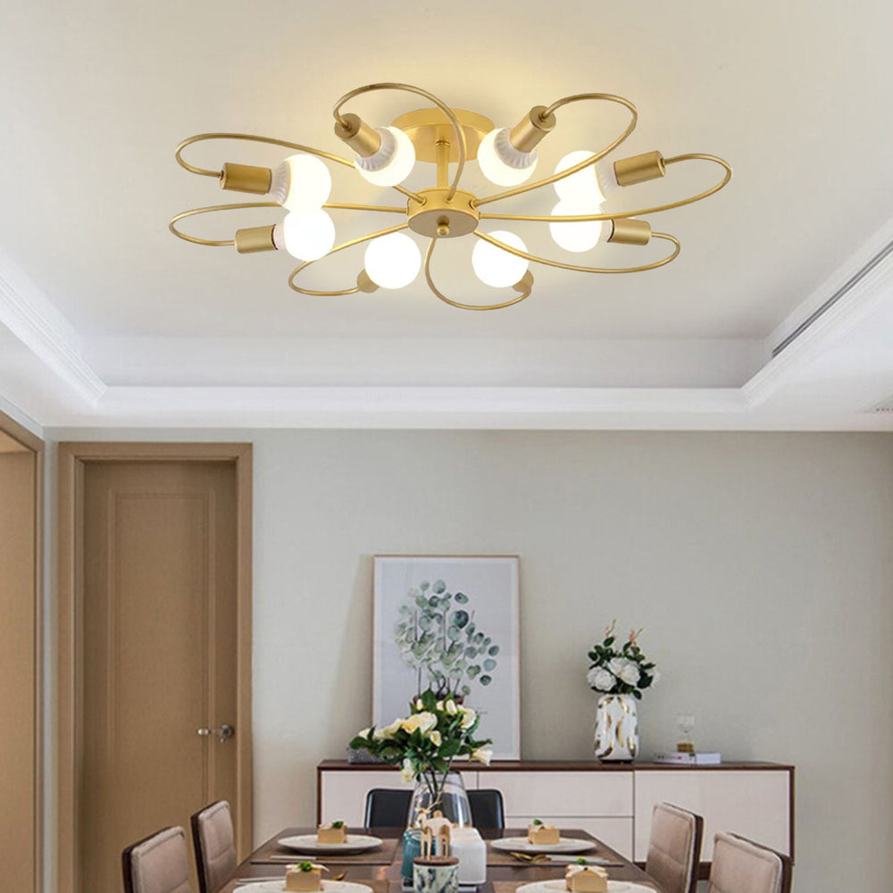 Aurelia Glass Bubbles Metal Flush Mount Ceiling Light Black Gold