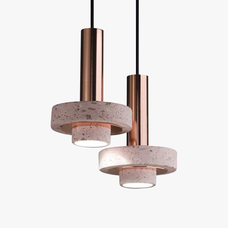 Colorful LED Art Deco Pendant Light With Terrazzo Accents