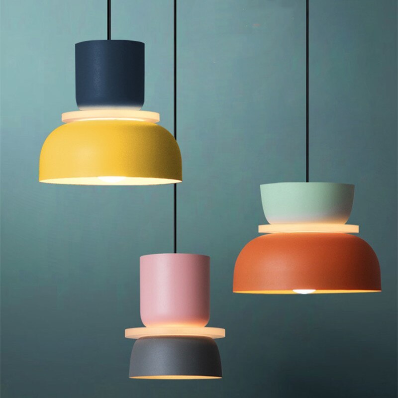 Two Tone Industrial Pendant Light With Colorful Glow