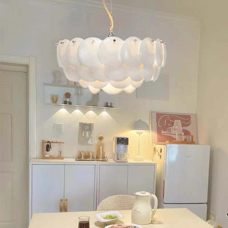 Art Deco Chandelier With Ceramic Leaf Accents And Metal