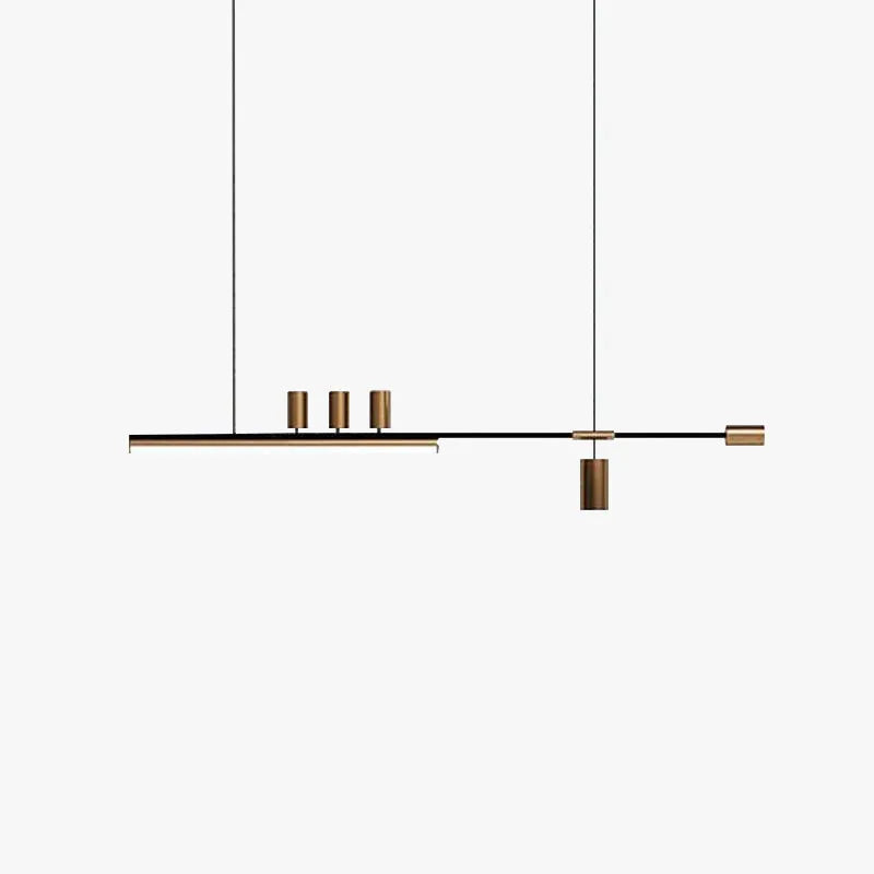 Five Head Minimalist Pendant Light In Gold And Black Finish