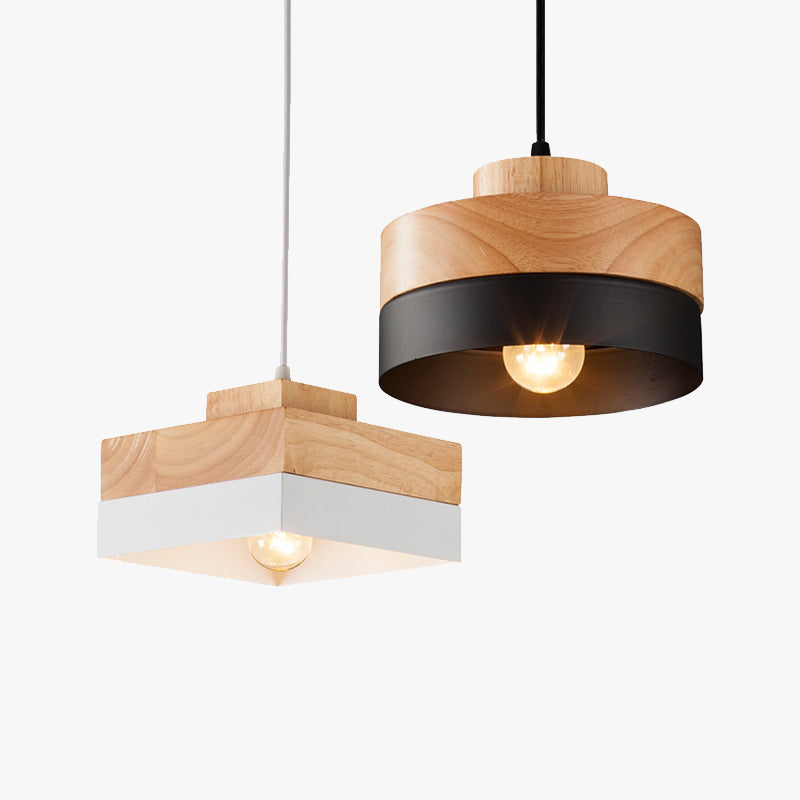 Minimalist Wooden Geometric Pendant Light For Living Rooms