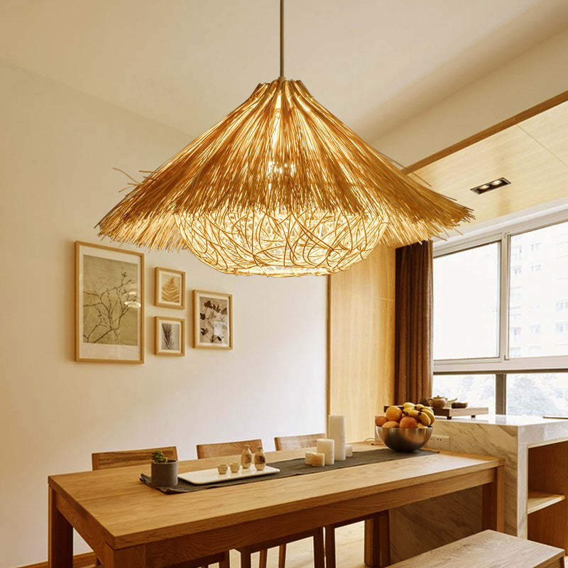 Handwoven Rattan Pendant Light for Ambient Living Spaces