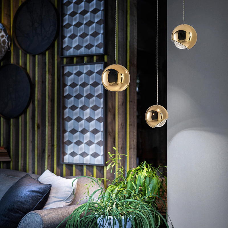 Premium Golden Metal Ball Pendant Light With Warm Glow For Modern Interiors