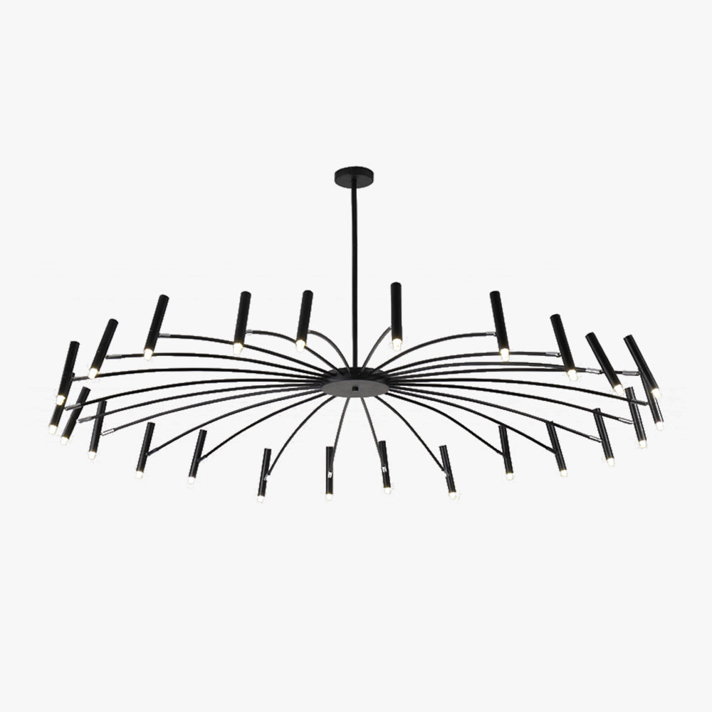 Modern Linear Metal Chandelier For Living Room With Multiple Heads
