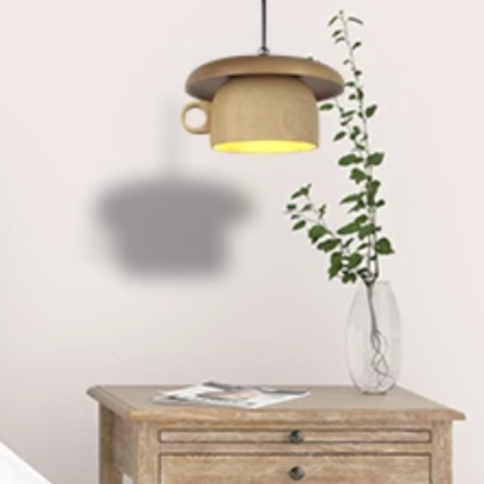Vintage Wood Cup Pendant Light For Cozy Bedroom Ambience