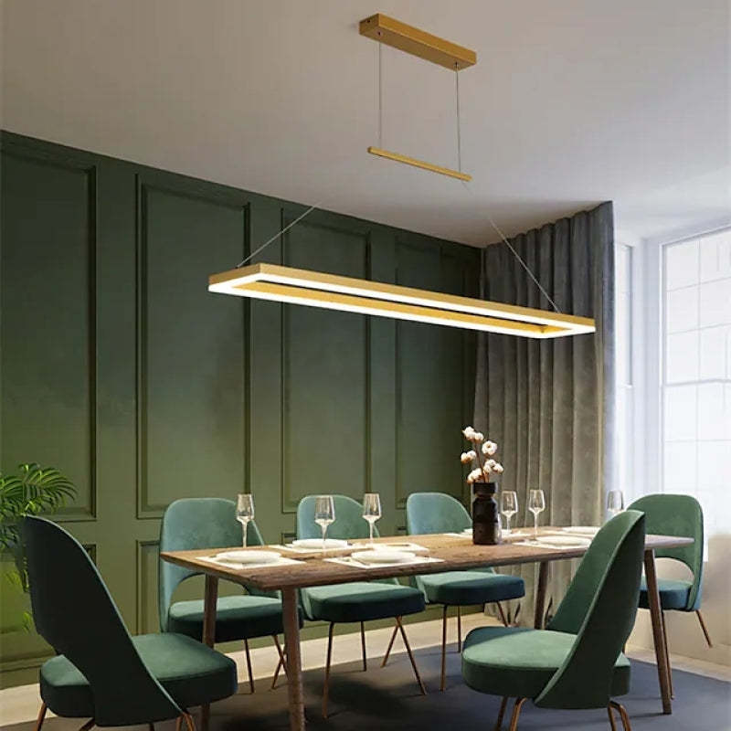 Modern Rectangular Pendant Light With Ambient Glow