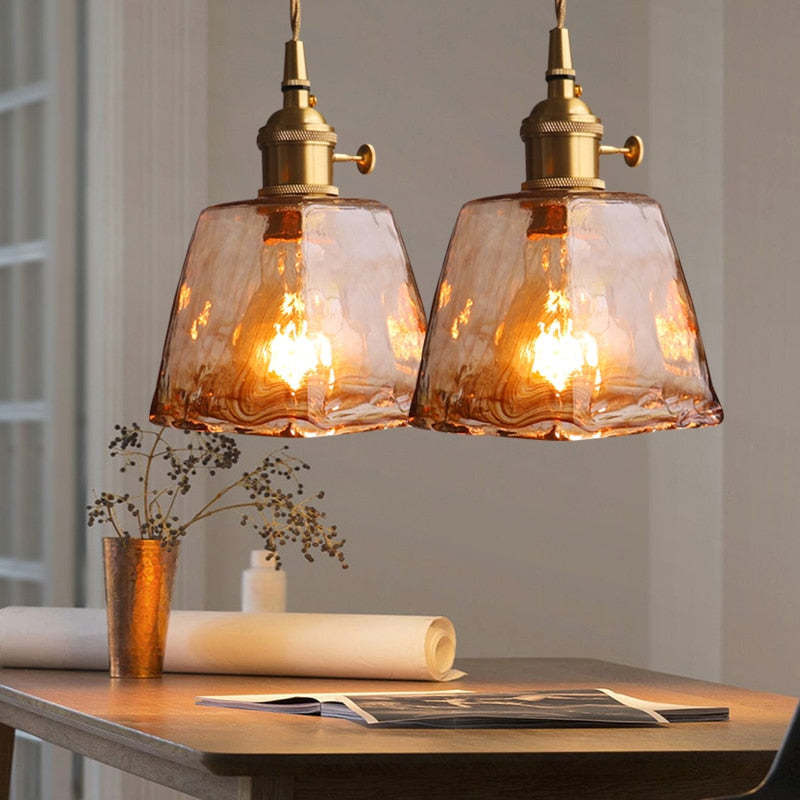 Zina Brass And Glass Pendant Light With Vintage Glow