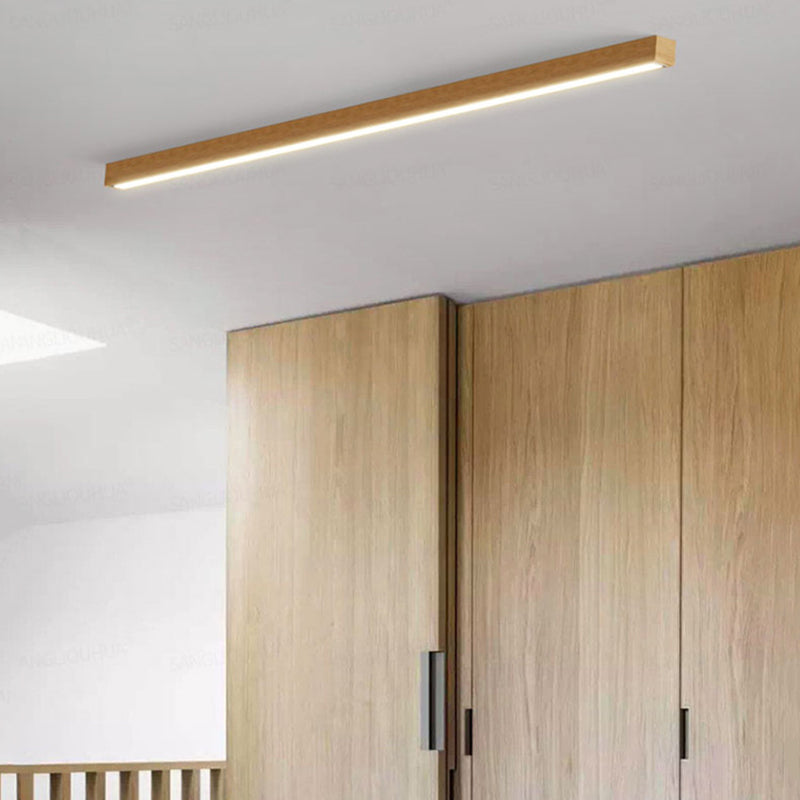Wooden Finish Linear Ceiling Light For Living Rooms