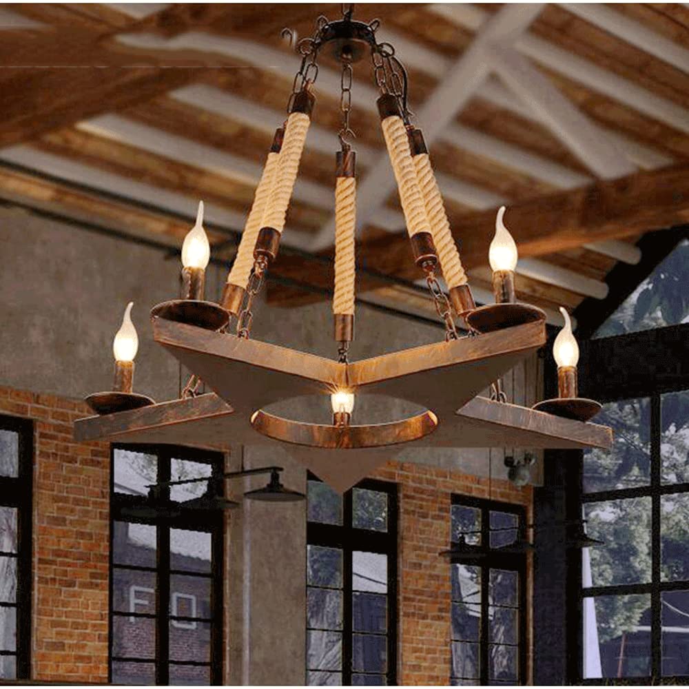 Industrial Rope and Metal Chandelier for Cafe or Restaurant
