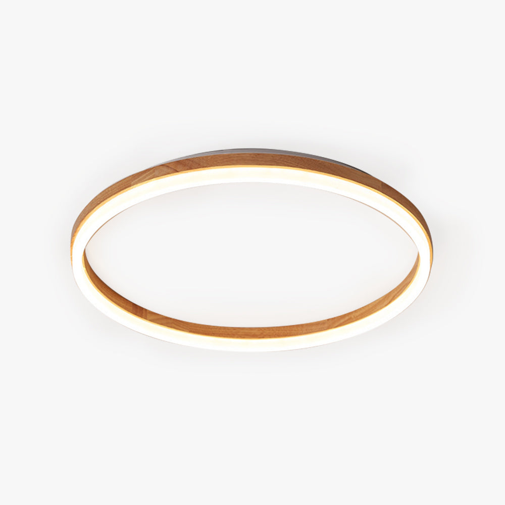 Circular Wooden Flush Mount Ceiling Light With Acrylic Diffuser