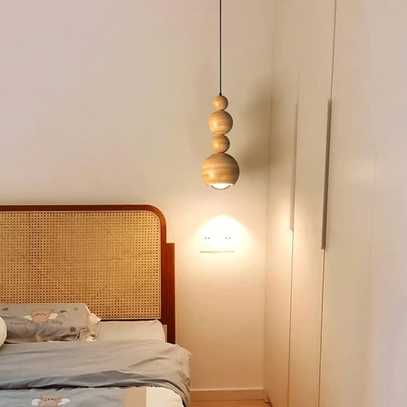 Suspension LED Globe Vintage Métal et Bois Pour Salon et Chambre Élégantes