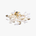 Gold Leaf Ceramic And Metal Flush Mount Ceiling Light