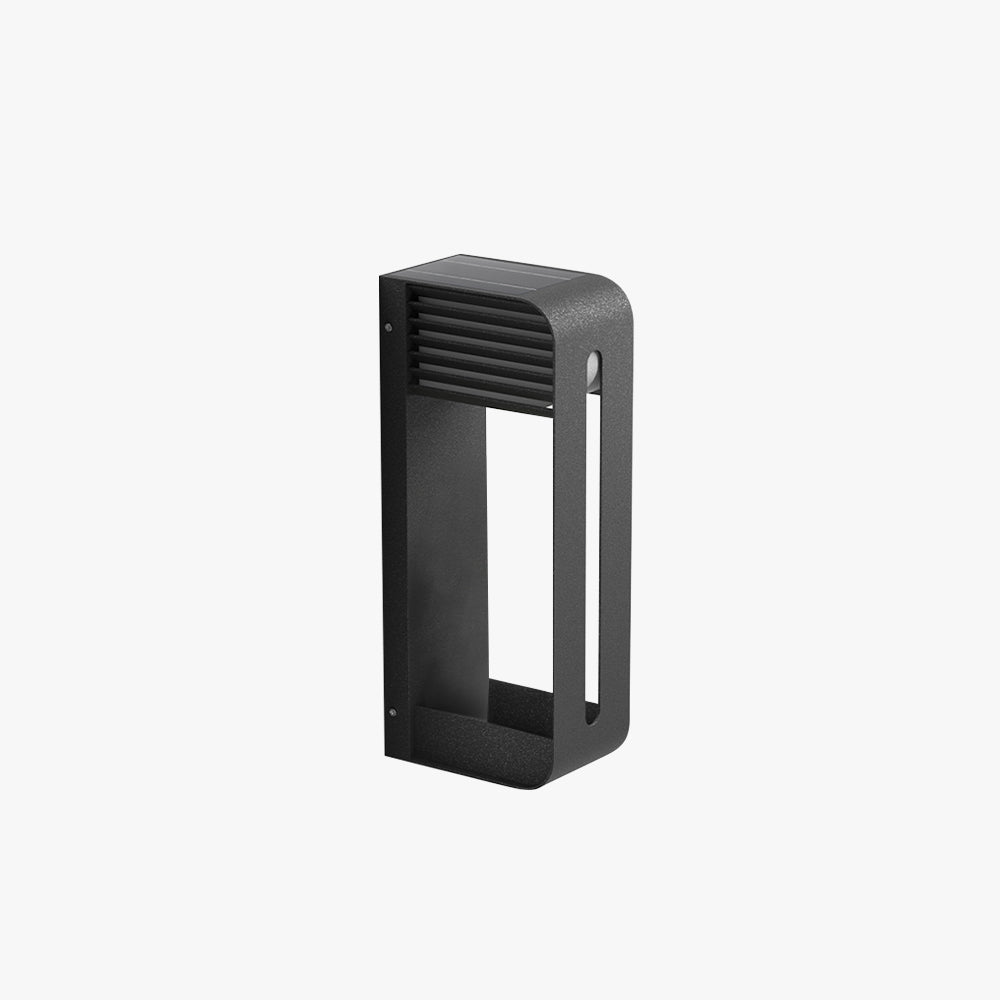 Rectangular Metal Solar Outdoor Wall Light With Plant Pot Holder Black