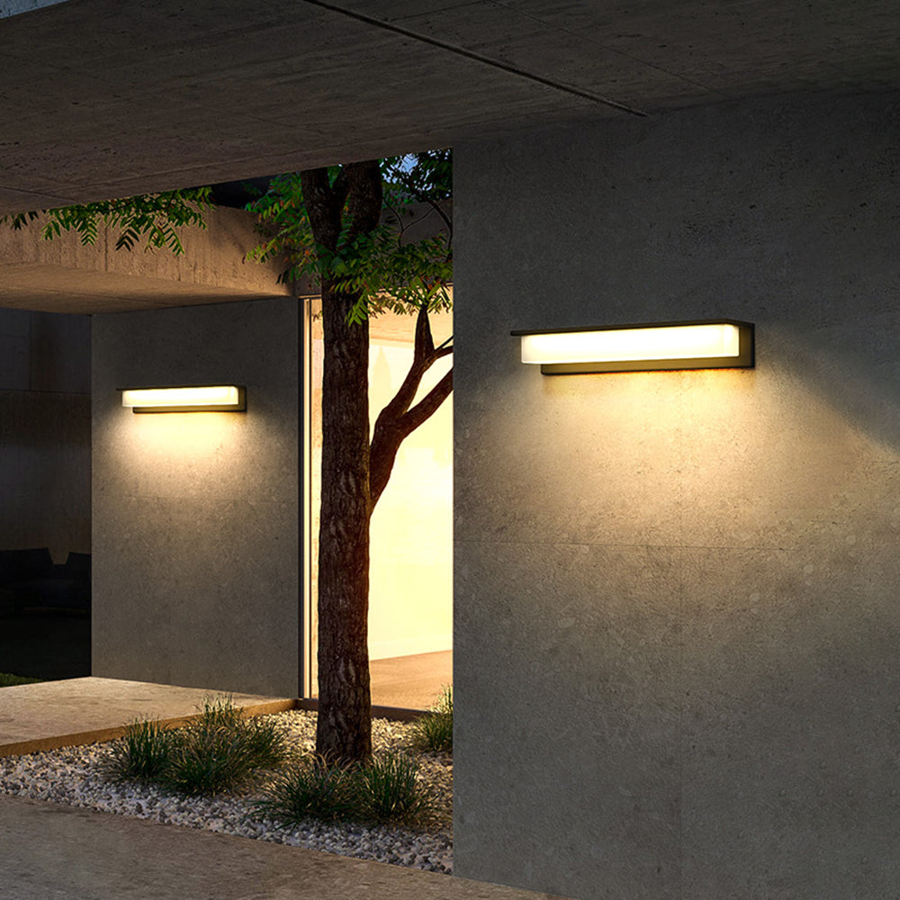 Black Metal Rectangular Outdoor Wall Light LED Solar Powered