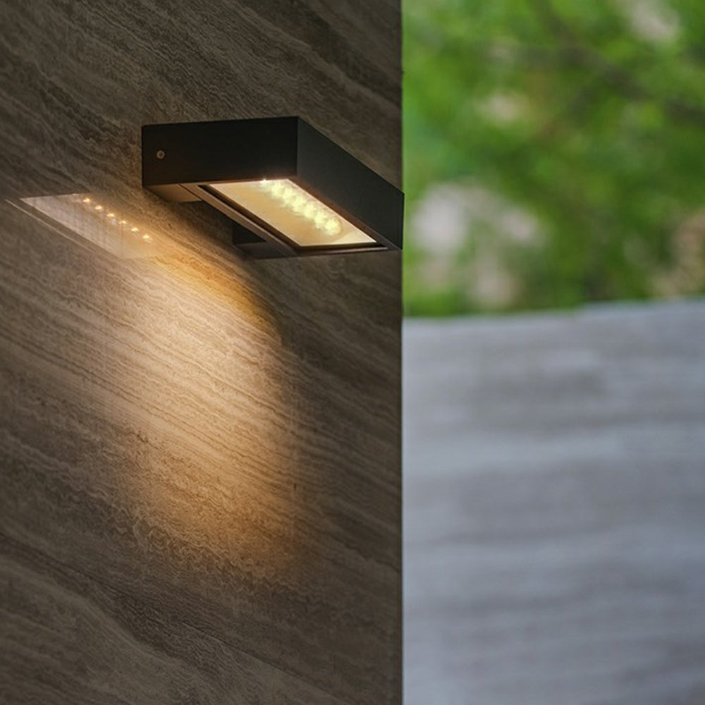 Rectangular Solar Outdoor Wall Light Waterproof Black