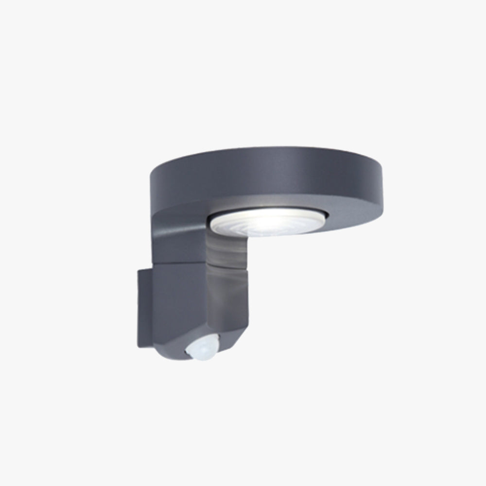 Solar Sensor Round Outdoor Wall Light IP65 Black Metal