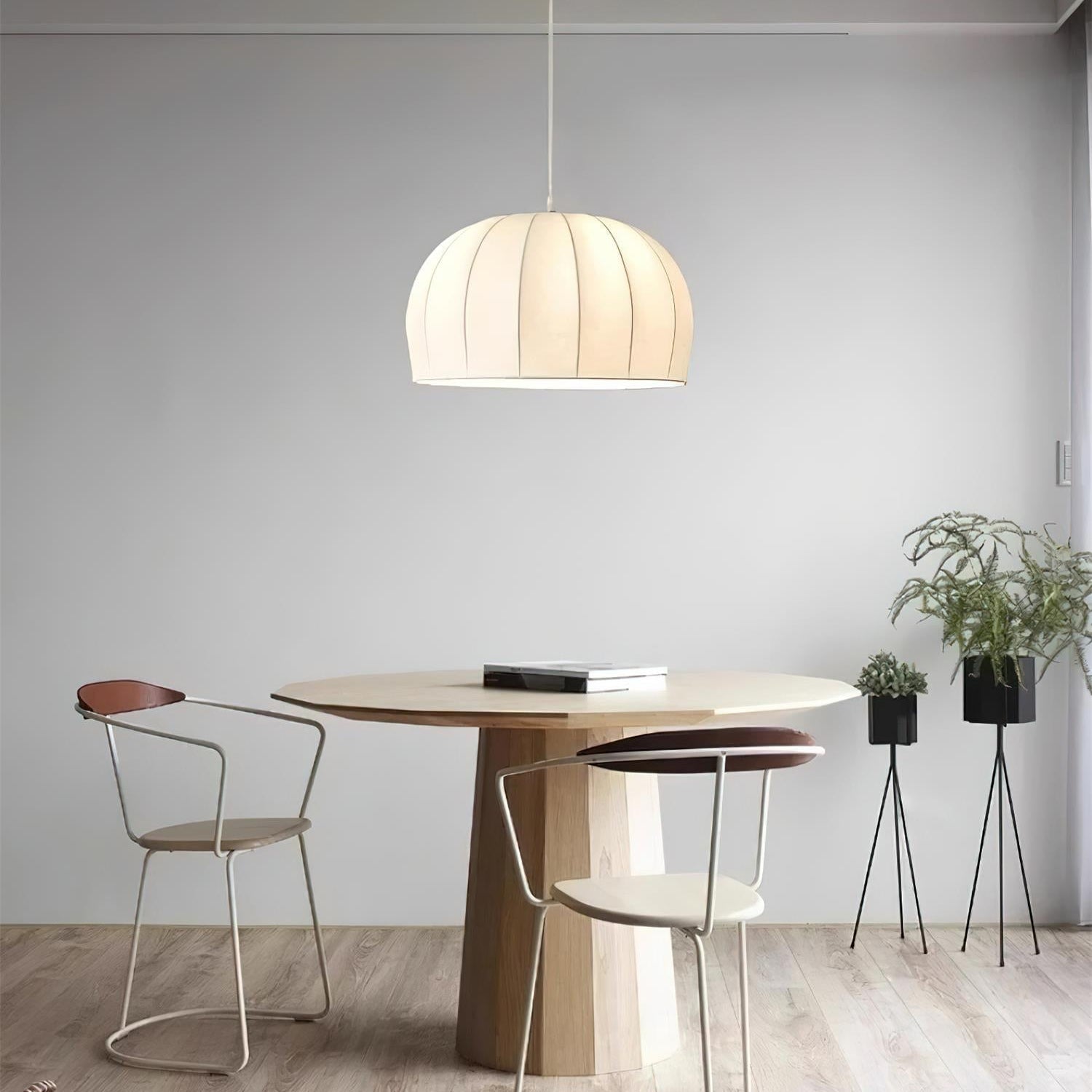 White Fabric Dome Pendant Lamp For Soft Ambient Lighting