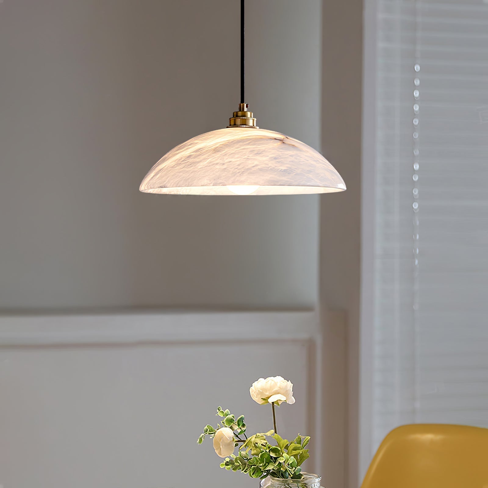 Alabaster Dome Pendant Light With Warm Diffused Glow