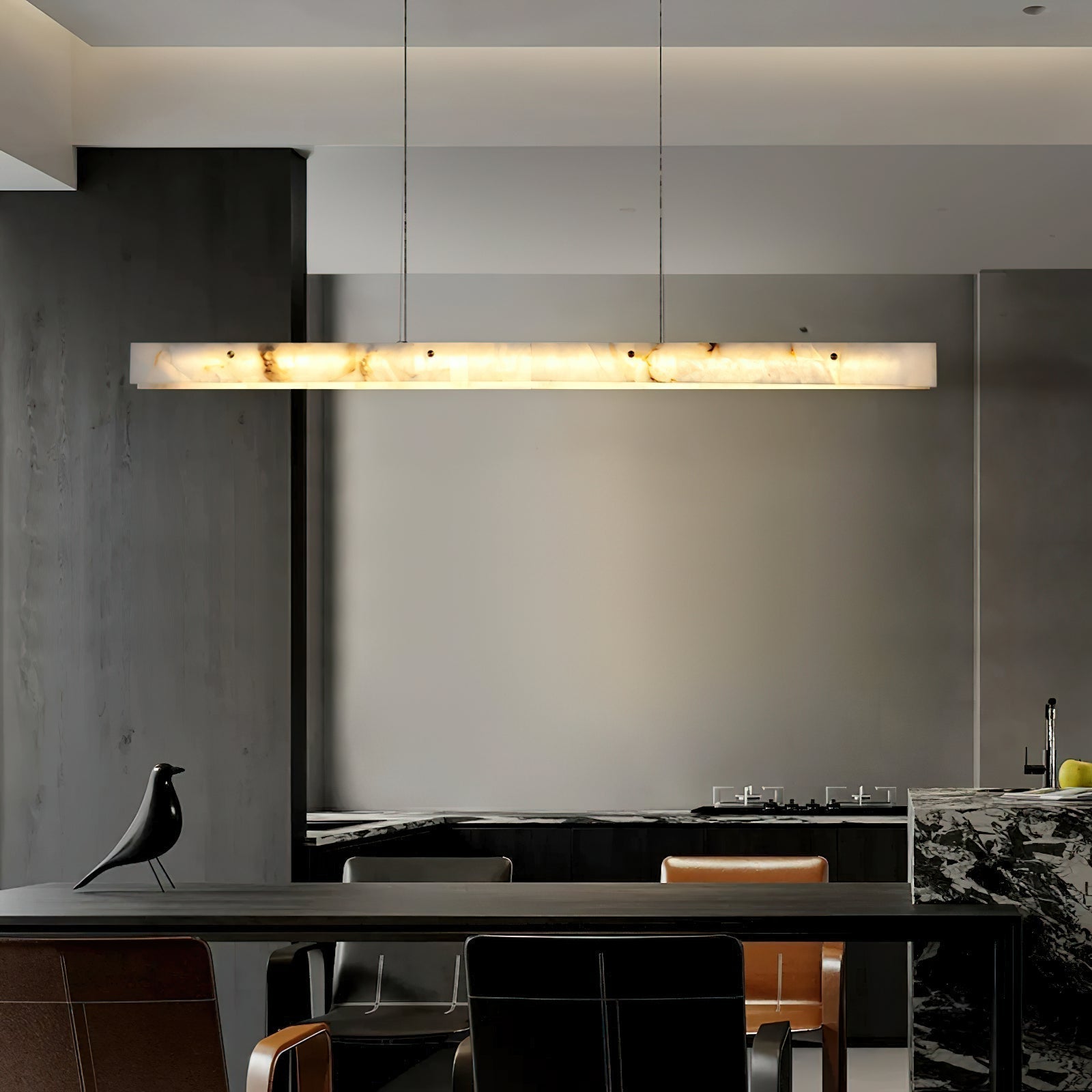 Alabaster LED Linear Pendant Lamp for Ambient Lighting