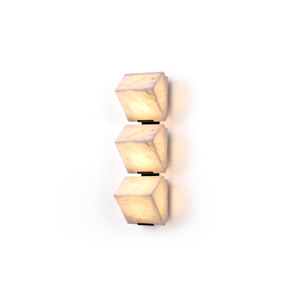 Elegant Sculptural Alabaster Cube Wall Light