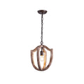 Creative Iron Pendant Lamp With Wooden Shade