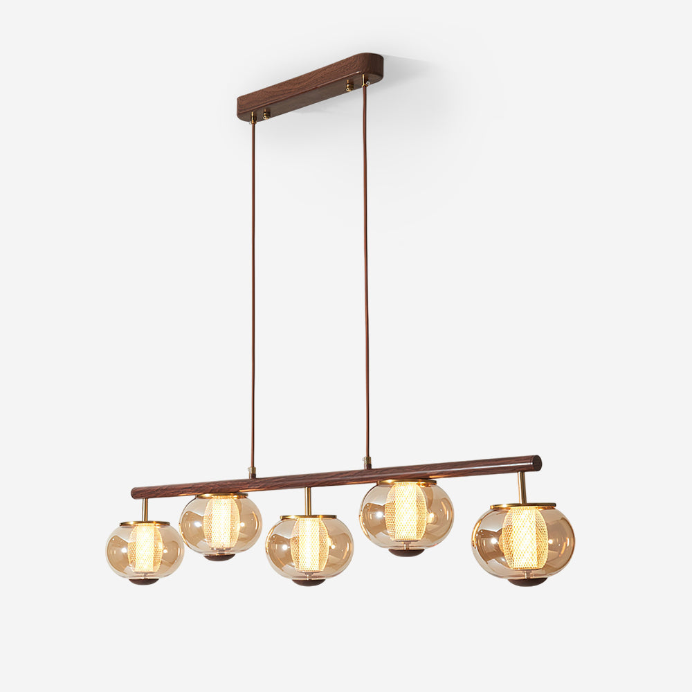 Faylen Amber Glass Linear Pendant Light With Integrated LED