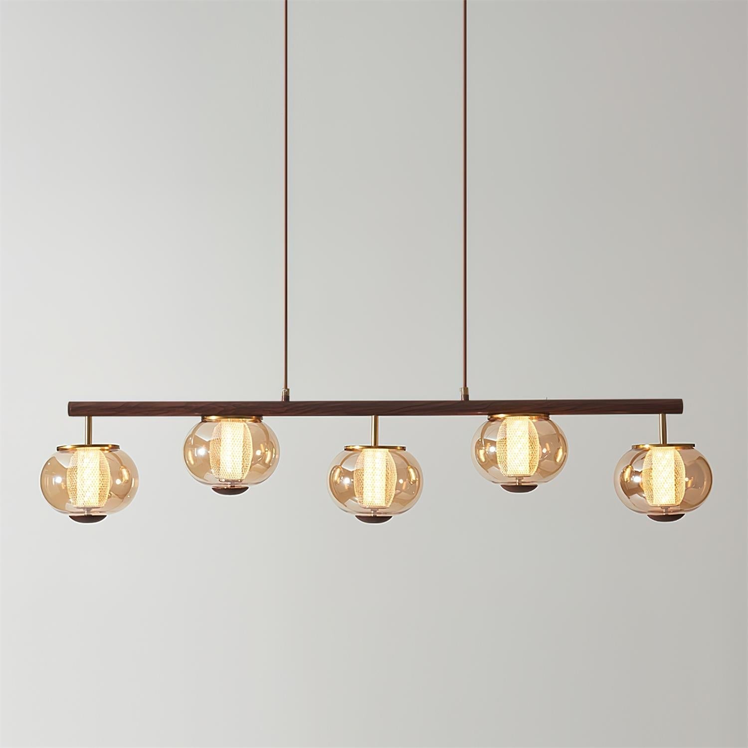 Faylen Amber Glass Linear Pendant Light With Integrated LED
