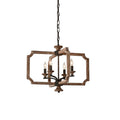 Vintage Metal Wood Lantern Pendant Lamp With Four Heads