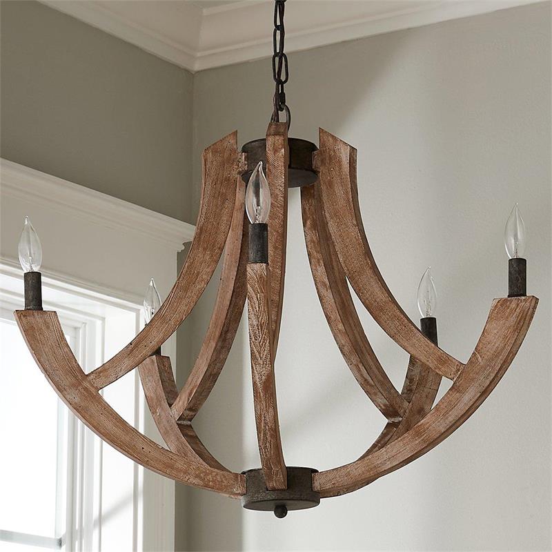 Vintage Metal Wood Lantern Pendant Lamp With Four Heads