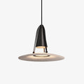 Conical Metal Pendant Light With Alabaster Glow