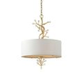 Brass Crystal Fabric Pendant Lamp Four Heads Soft Glow