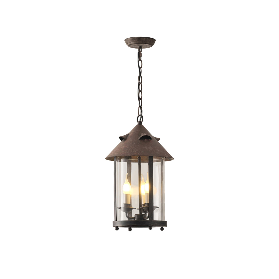 Three Head Vintage Industrial Pendant Lamp With Glass Shade