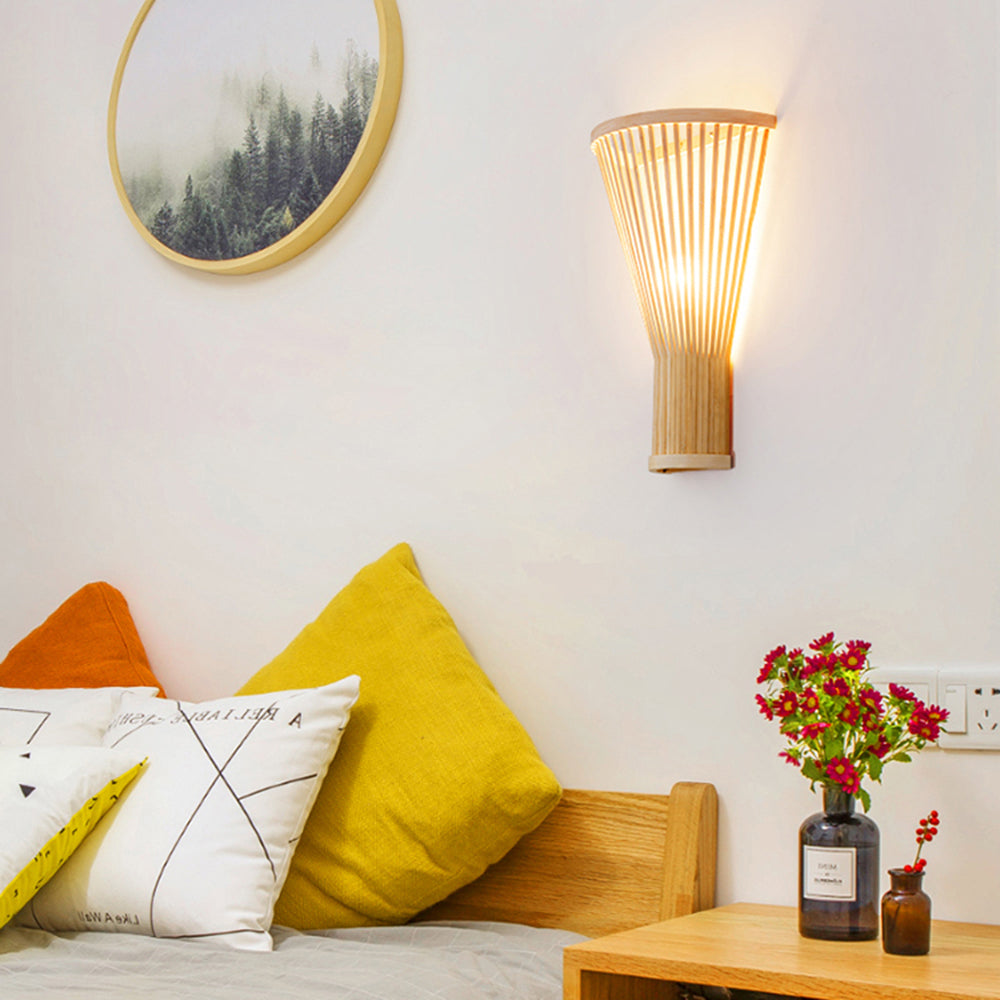 Rattan Led Wall Mounted Bedside Lamp For Bedroom