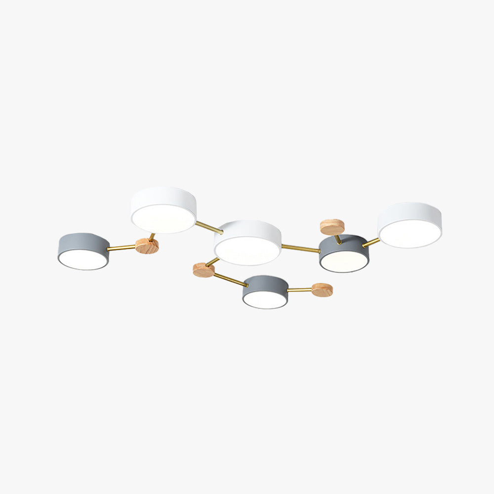 Modern LED Ceiling Light With Wood Accent For Living Room And Bedroom