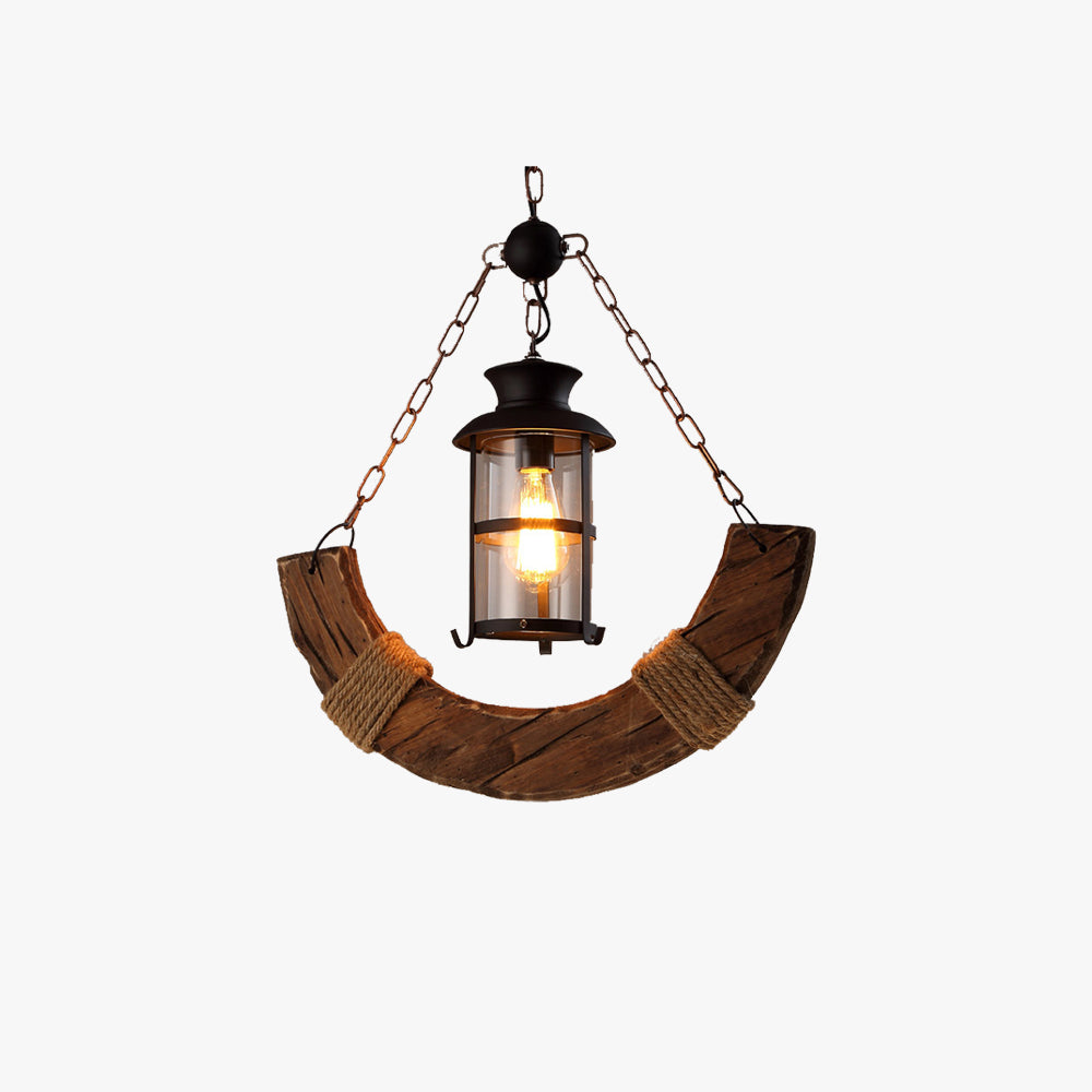 Brown Wood Pendant Light for Living and Dining