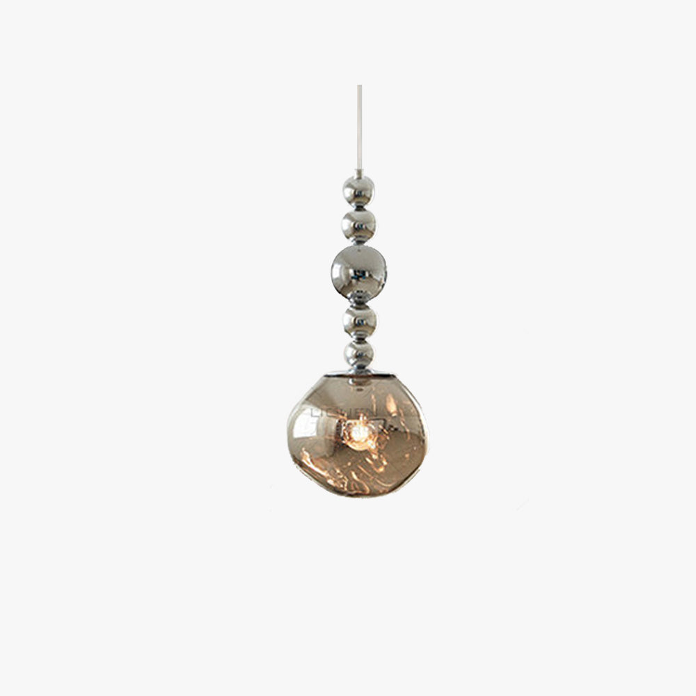 Chrome Retro LED Pendant Light With Glass Shade Ambient Glow