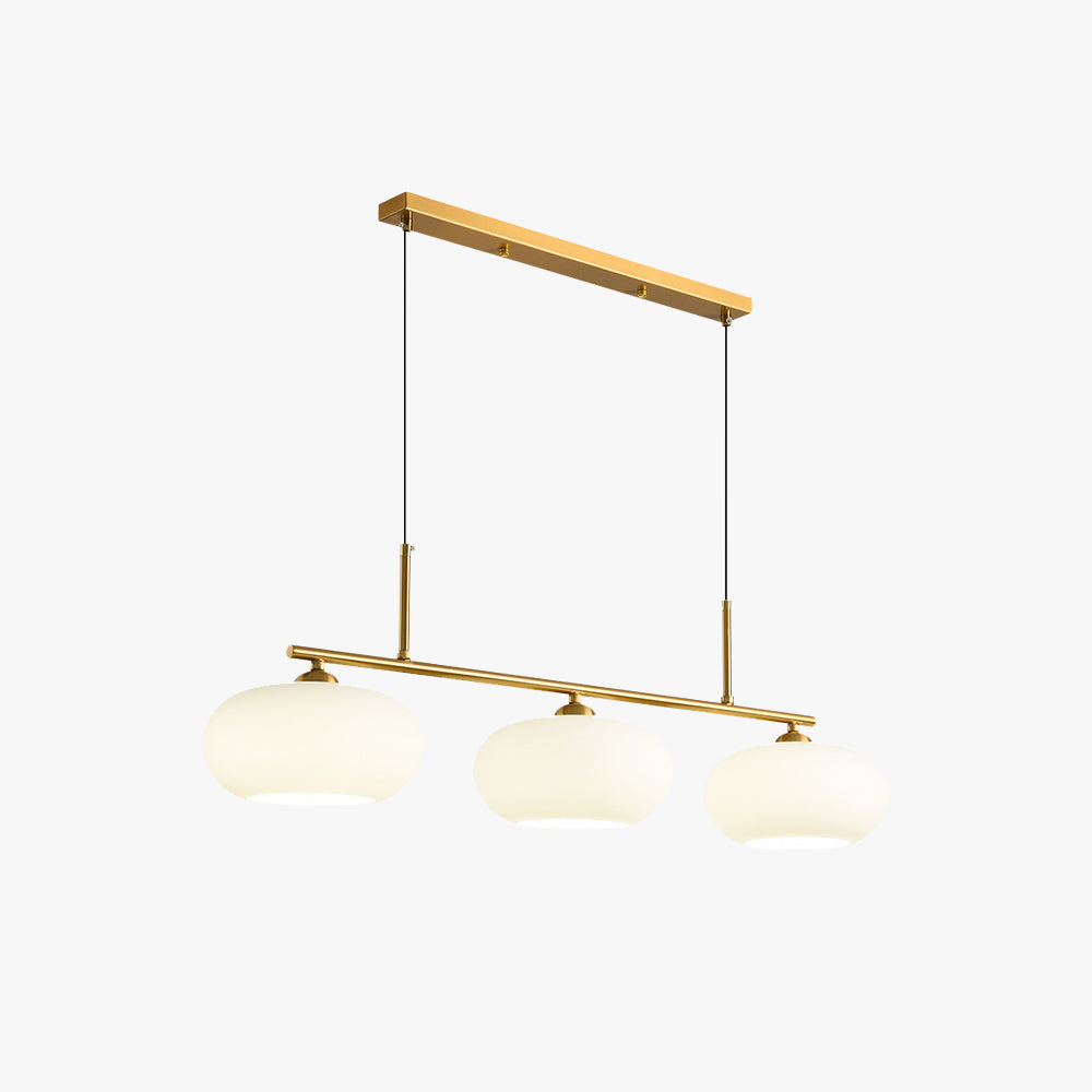 Cream Glass Pendant Light With Three Shades And Warm Glow