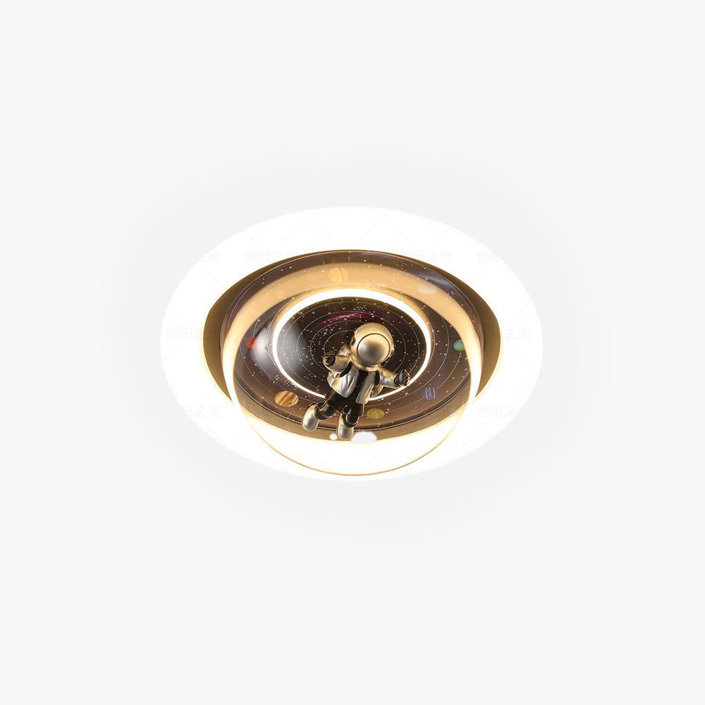 Luna Nebula Astronaut Galaxy Dimmable Flush Mount Ceiling Light